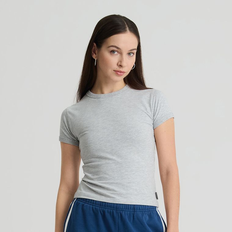 Szary t-shirt basic z bawełną czesaną NOWEAR