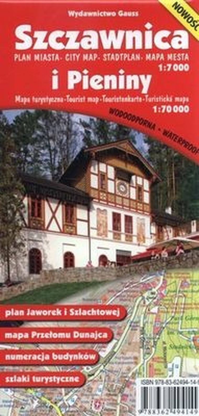 Szczawnica. Plan miasta 1:7000 i Pieniny. Mapa turystyczna 1:70 000. Mapa wodoodporna