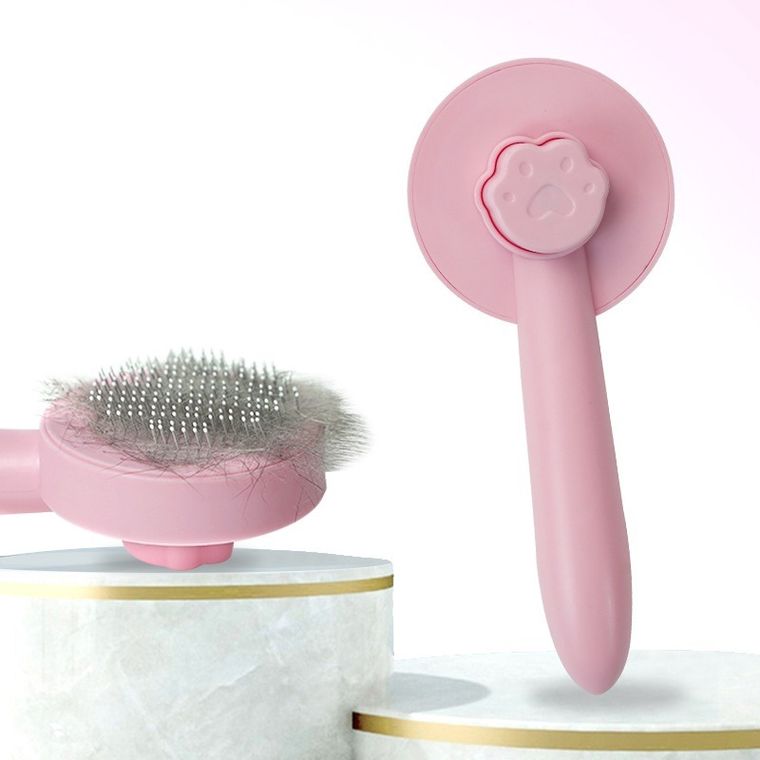 Szczotka do usuwania sierści psa lub kota, różowa