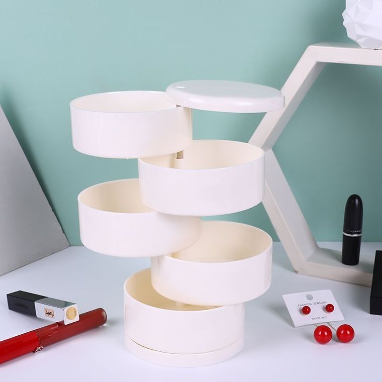 Szkatułka na biżuterię, 4-poziomowa, biała