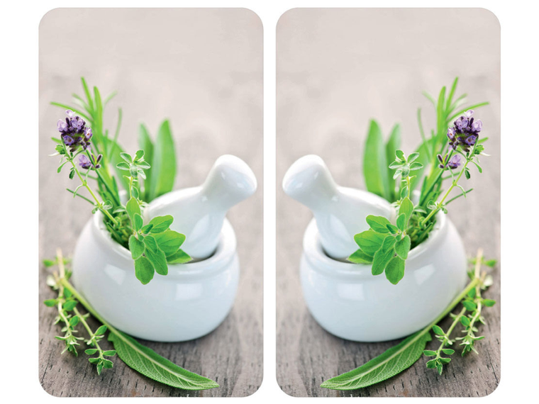 Szklane płyty ochronne, herb garden, na kuchenkę, 2 szt.
