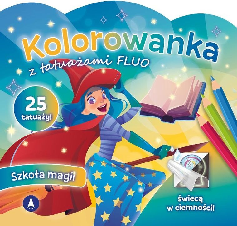 Szkoła magii. Kolorowanka z tatuażami fluo