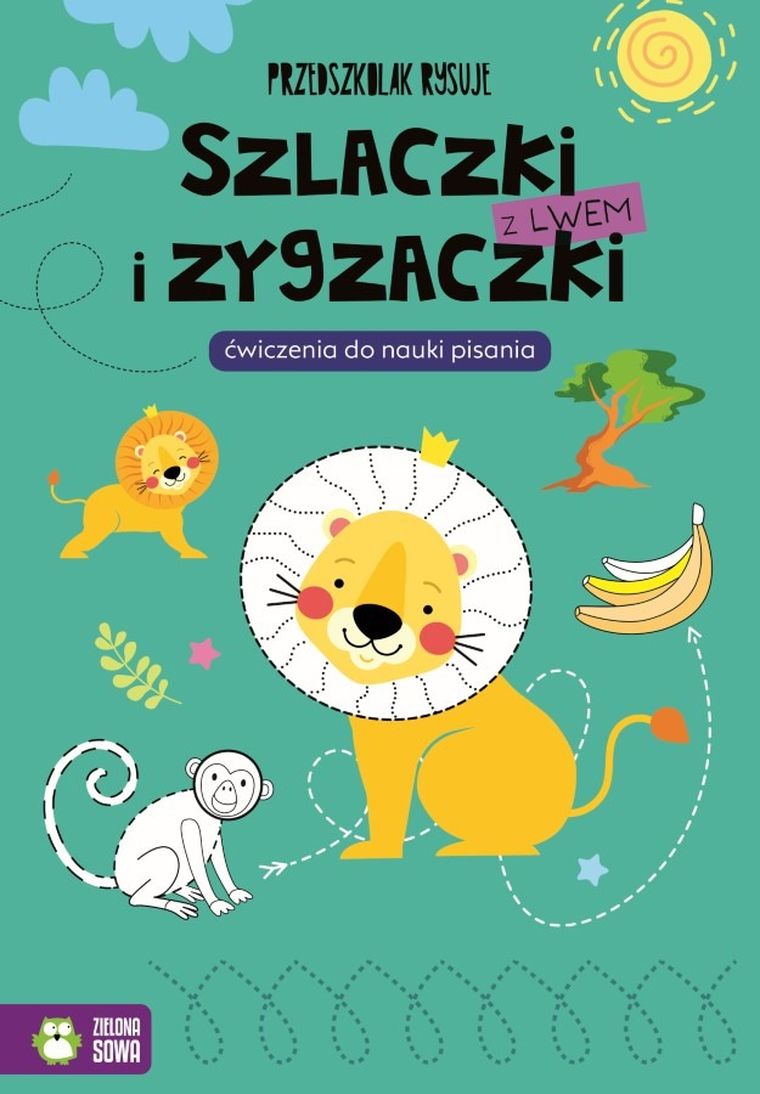 Szlaczki i zygzaczki z lwem. Przedszkolak rysuje