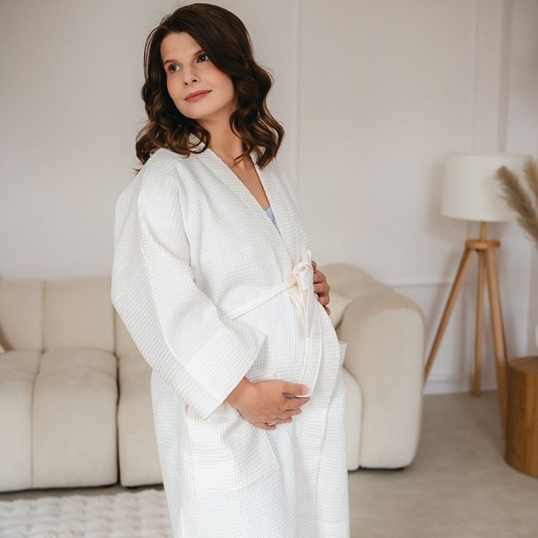 Szlafrok damski, ciążowy, ecru, Eevi