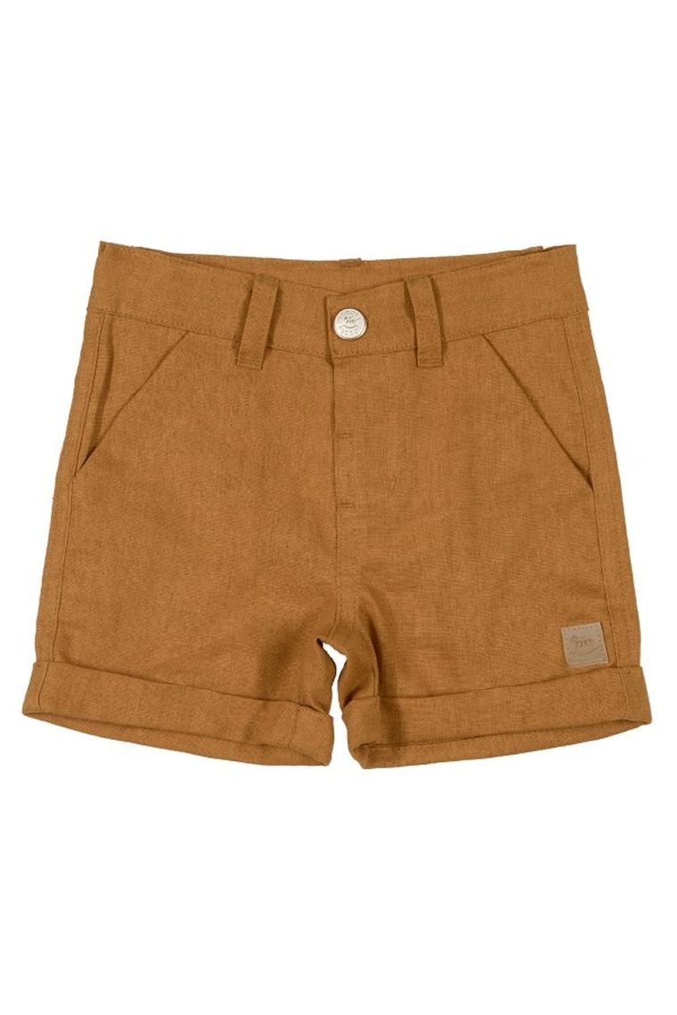 Szorty chłopięce, bermudy, lniane, brązowe, Up Baby