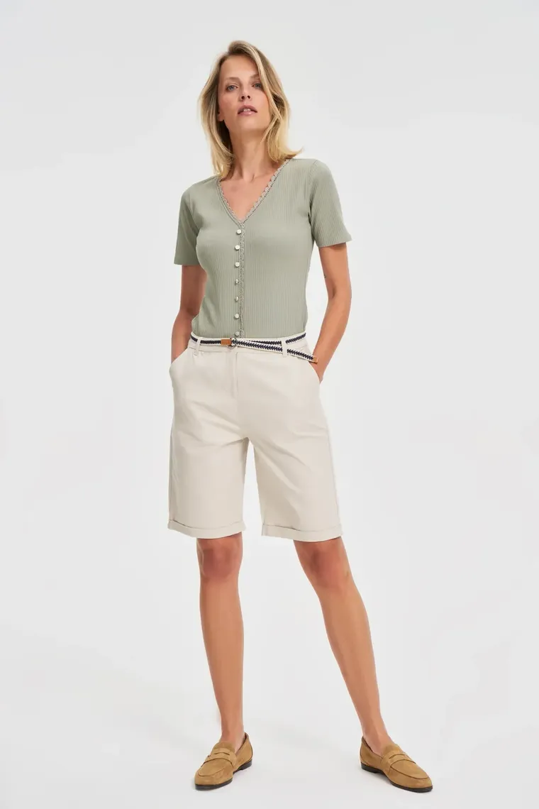 Szorty damskie, beżowe, Moodo