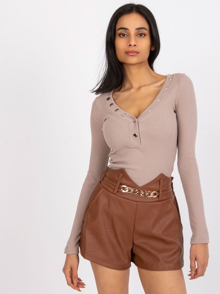 Szorty damskie, brązowe, Italy Moda