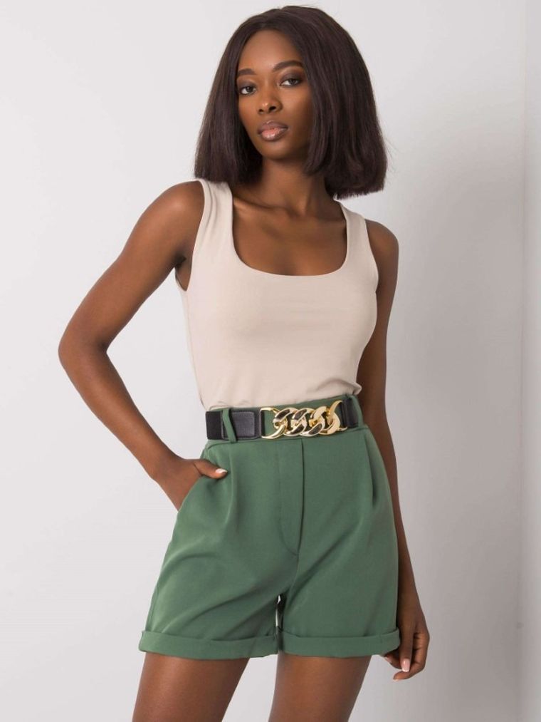 Szorty damskie, khaki, Italy Moda