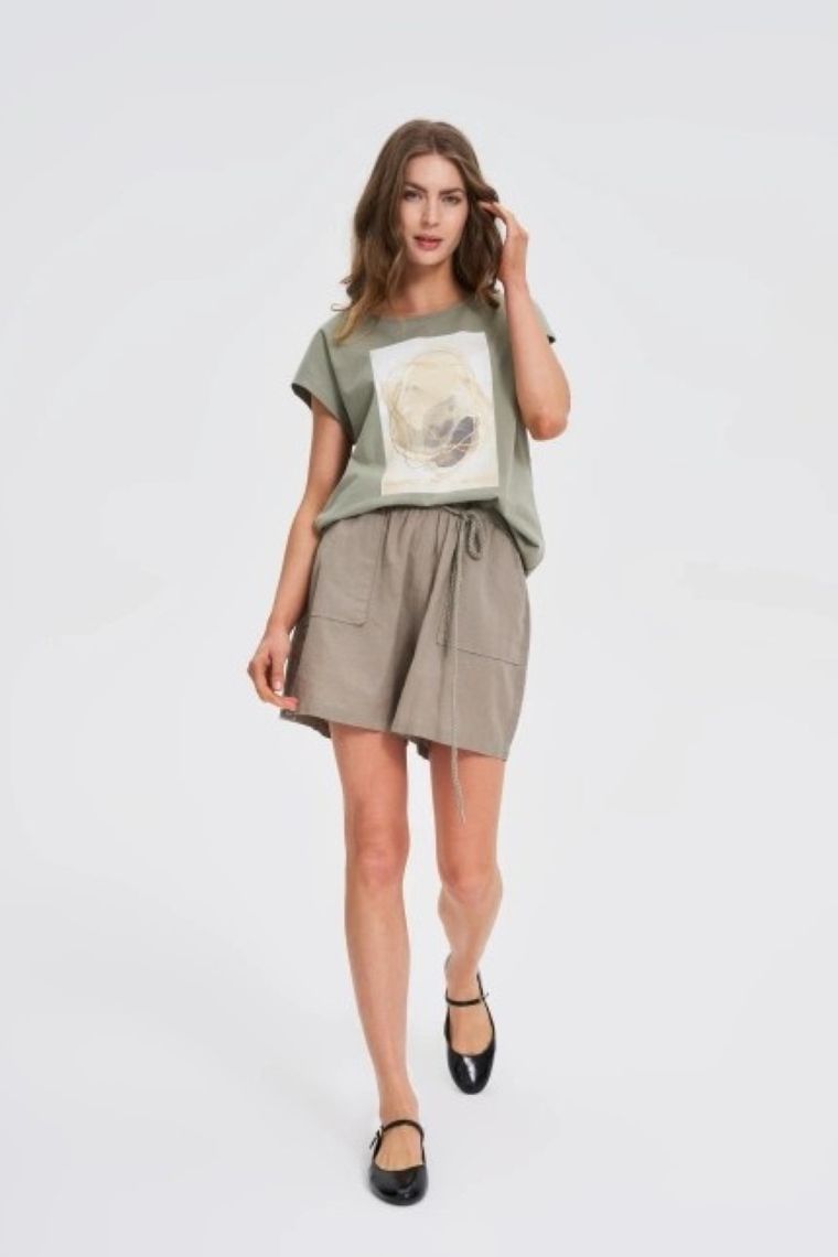 Szorty damskie, khaki, Moodo