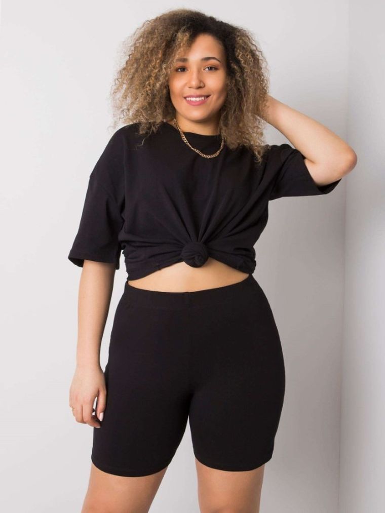 Szorty damskie, plus size, czarne, Basic Feel Good