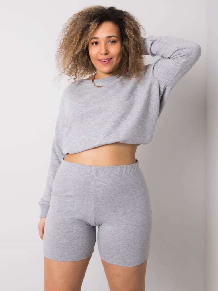 Szorty damskie, plus size, szare, Basic Feel Good