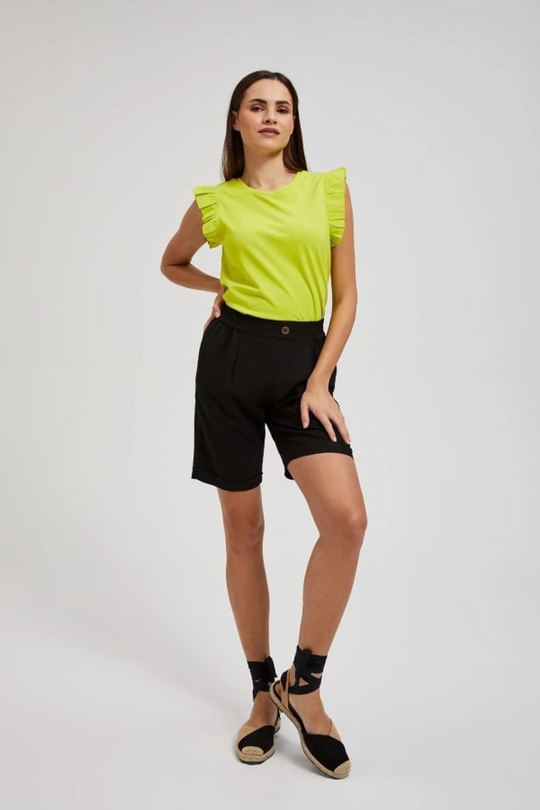 Szorty damskie z lnem, czarne, Moodo