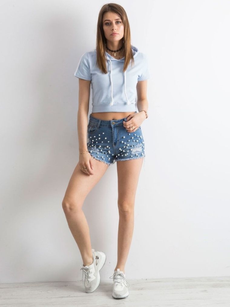Szorty jeansowe damskie, niebieskie, Factory Price