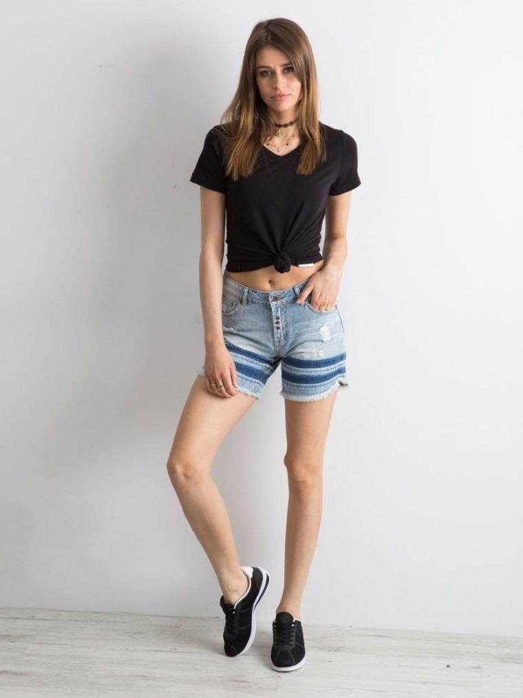 Szorty jeansowe damskie, niebieskie, Italy Moda