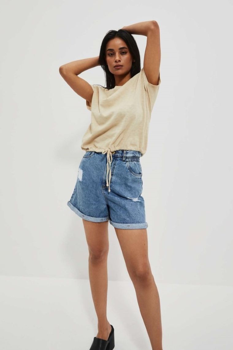 Szorty jeansowe damskie, niebieskie, Moodo