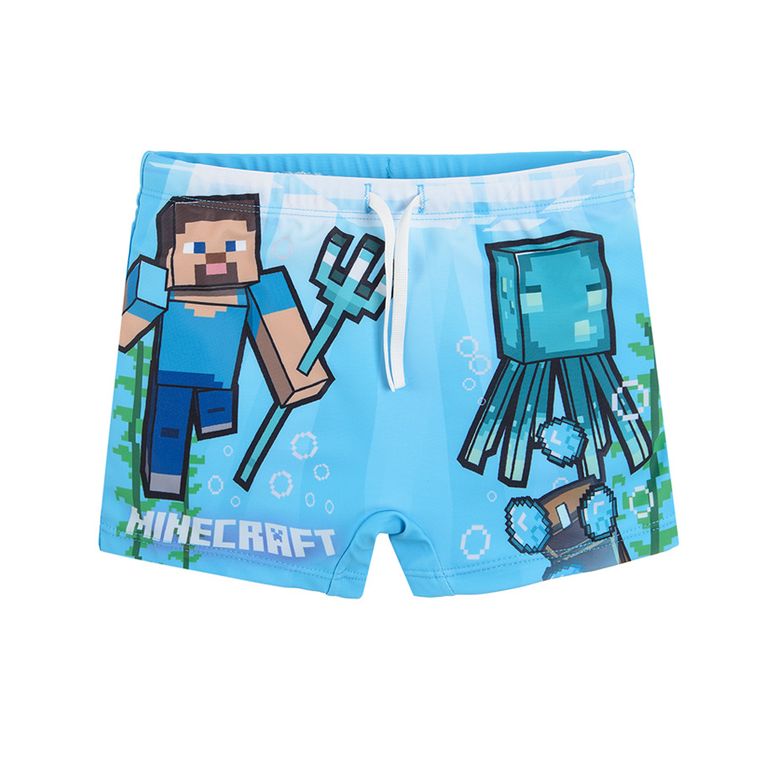 Szorty kąpielowe chłopięce, niebieskie, Minecraft