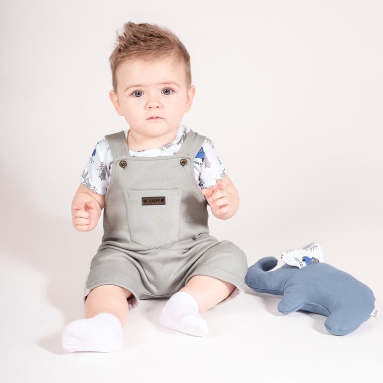 Szorty ogrodniczki chłopięce, szare, Nicol