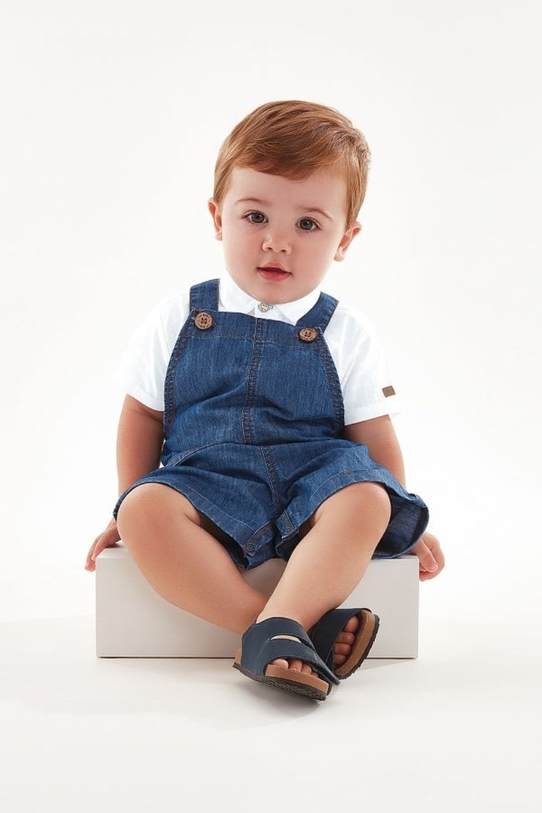 Szorty ogrodniczki jeansowe chłopięce, denim, Up Baby