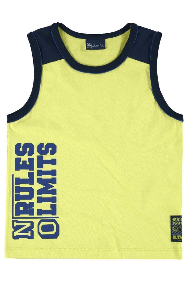 T-shirt chłopięcy bez rękawów, zielony, Quimby