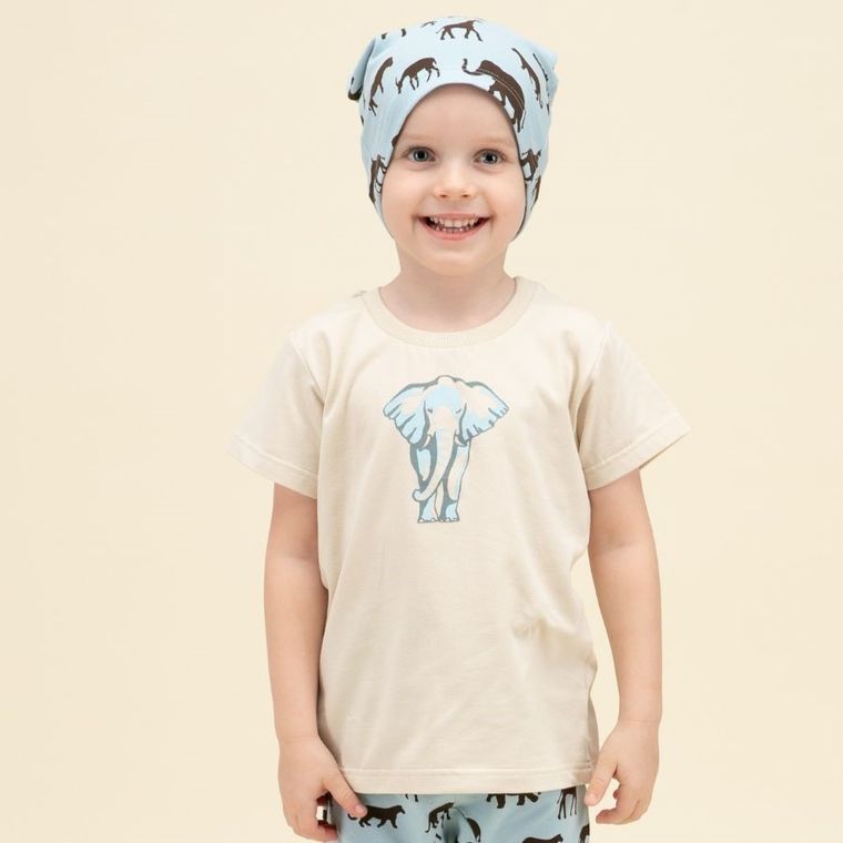 T-shirt chłopięcy, beżowy, Pinokio