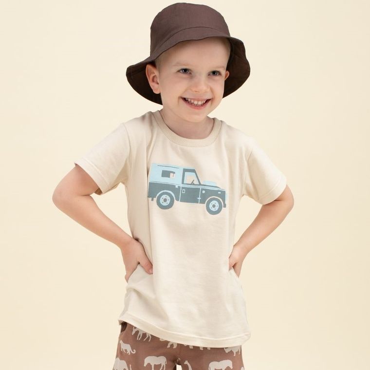 T-shirt chłopięcy, beżowy, Pinokio