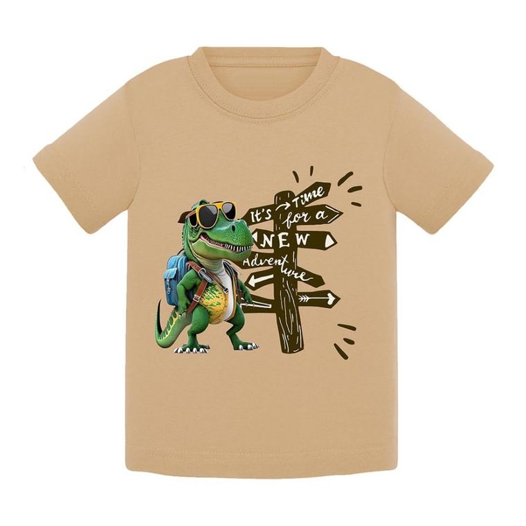 T-shirt chłopięcy, beżowy, Tup Tup