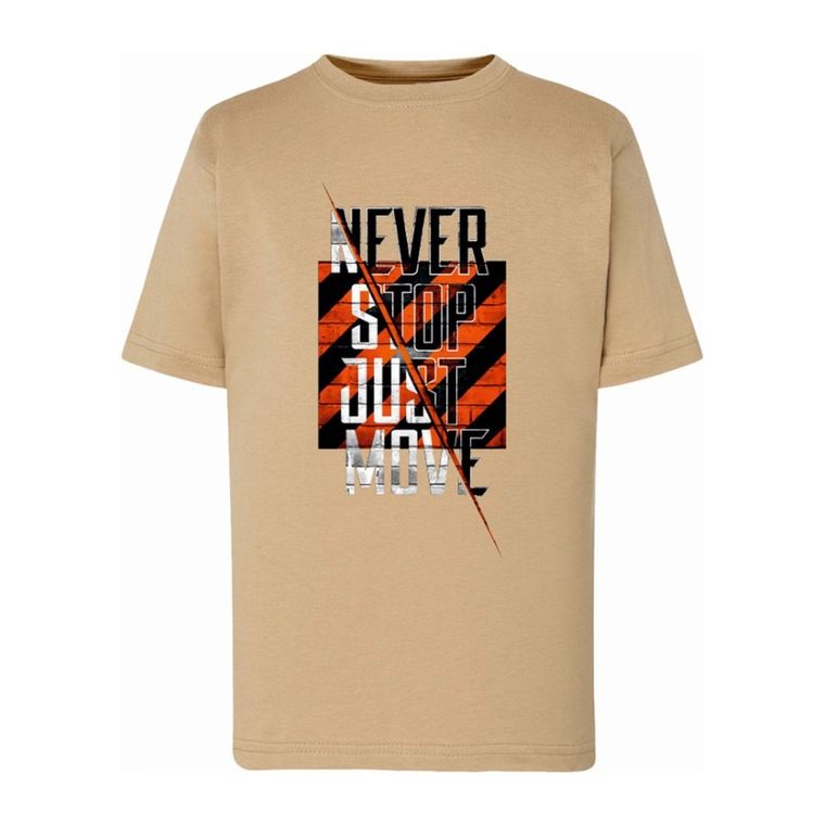 T-shirt chłopięcy, beżowy, Tup Tup