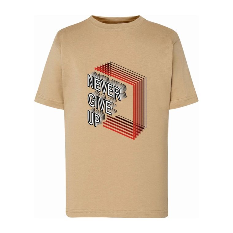 T-shirt chłopięcy, beżowy, Tup Tup