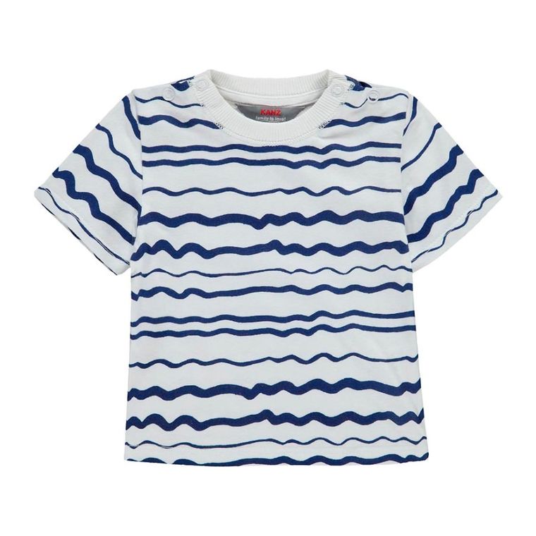 T-shirt chłopięcy, biało-niebieski, Kanz
