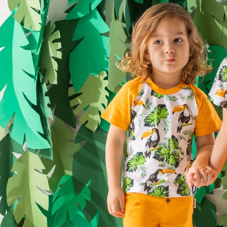 T-shirt chłopięcy, biało-żółty, Nicol