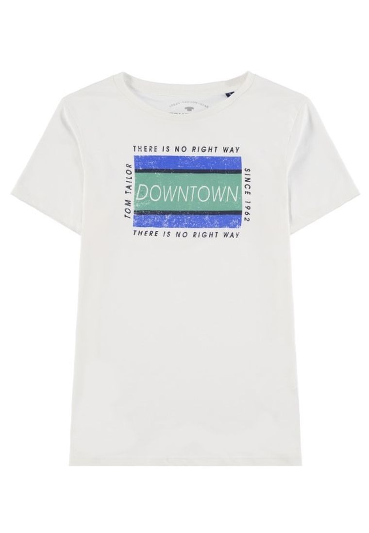 T-shirt chłopięcy, biały, Downtown, Tom Tailor