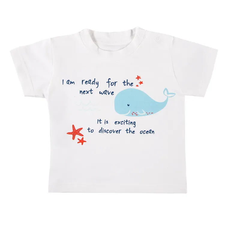 T-shirt chłopięcy, biały, wieloryb, Eevi