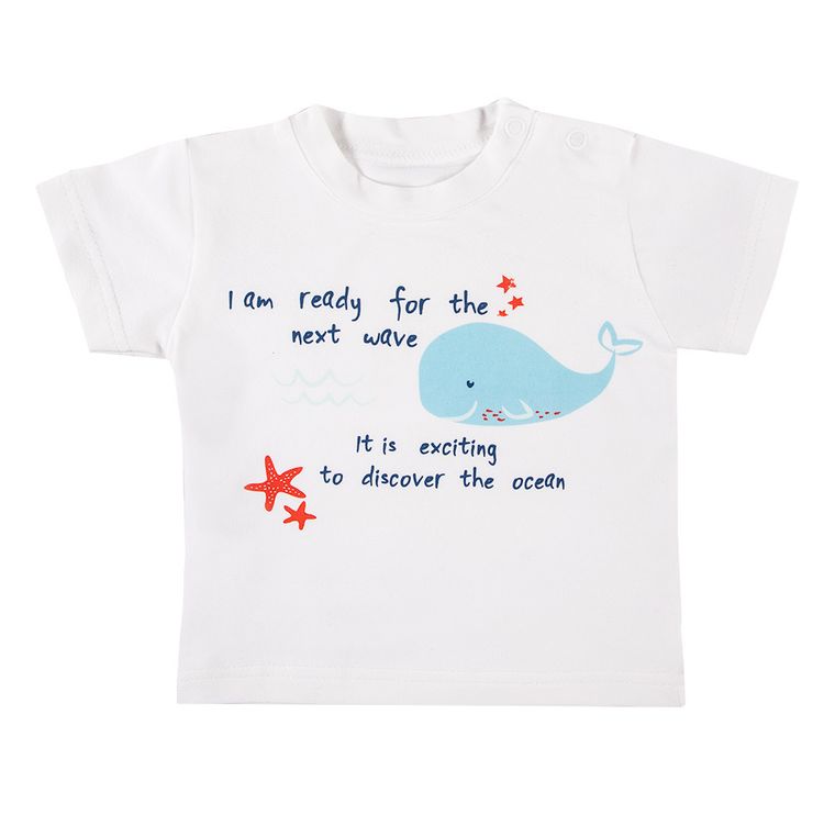 T-shirt chłopięcy, biały, wieloryb, Eevi