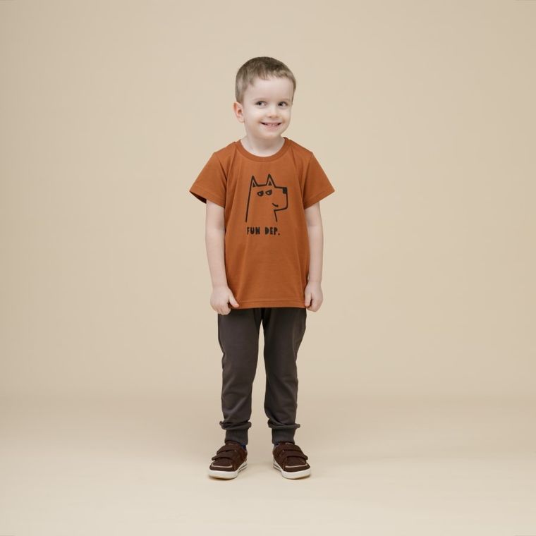 T-shirt chłopięcy, brązowy, Pinokio