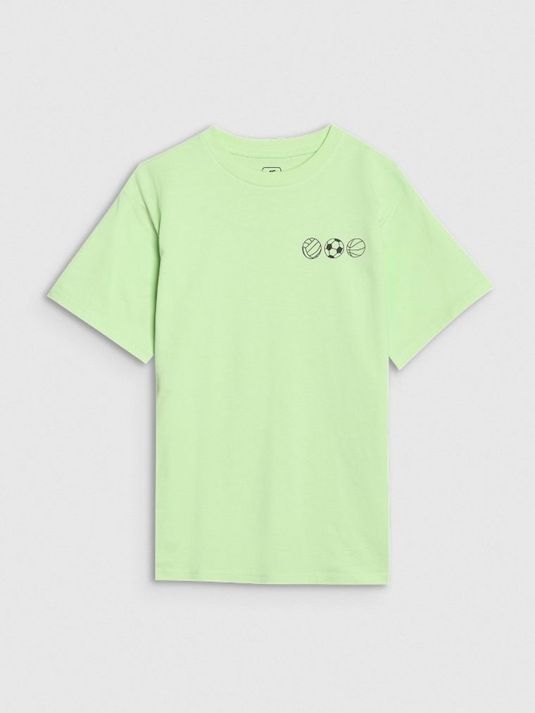 T-shirt chłopięcy, oversize, zielony, 4F