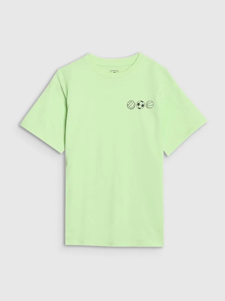 T-shirt chłopięcy, oversize, zielony, 4F