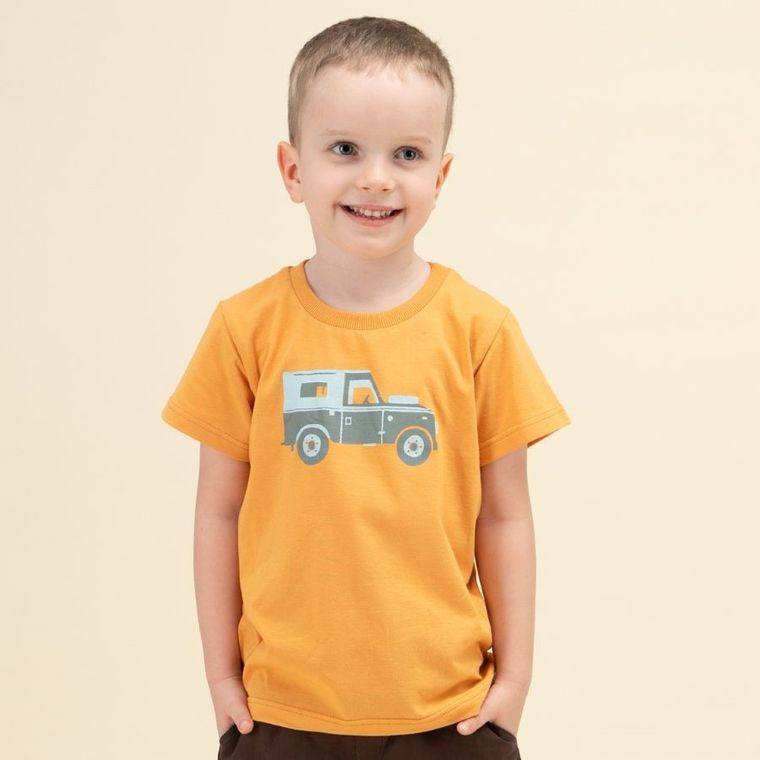 T-shirt chłopięcy, pomarańczowy, Pinokio