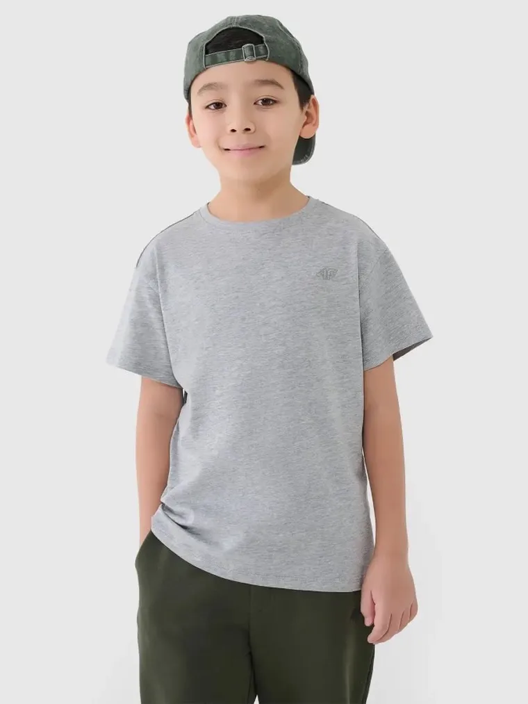 T-shirt chłopięcy, szary, 4F