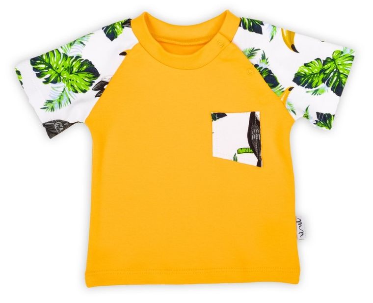 T-shirt chłopięcy, żółto-biały, Nicol