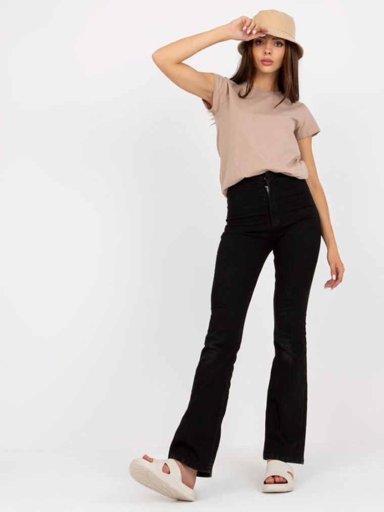 T-shirt damski, beżowy, Basic Feel Good