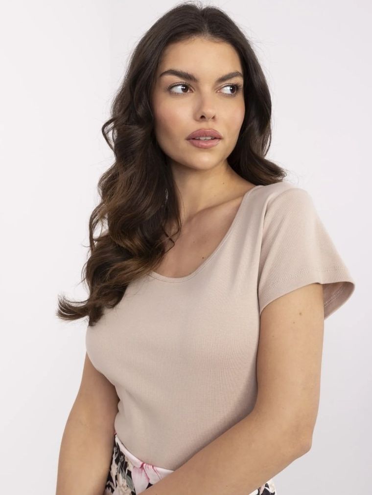 T-shirt damski, beżowy, Relevance