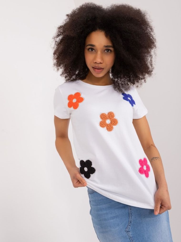 T-shirt damski, biały, Basic Feel Good