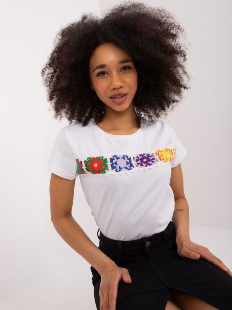 T-shirt damski, biały, Basic Feel Good