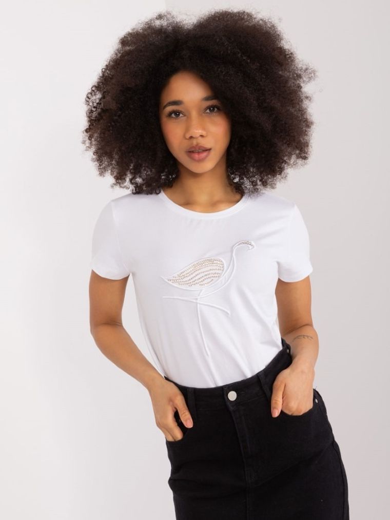 T-shirt damski, biały, Basic Feel Good