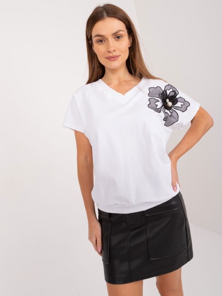 T-shirt damski, biały, Basic Feel Good