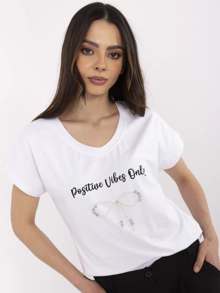 T-shirt damski, biały, Calimera