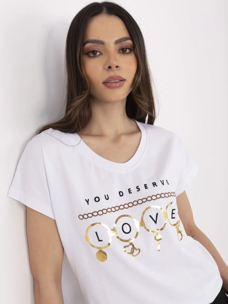 T-shirt damski, biały, Calimera