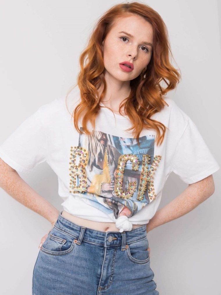 T-shirt damski, biały, H&B