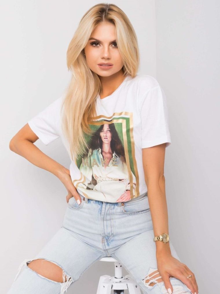 T-shirt damski, biały, H&B