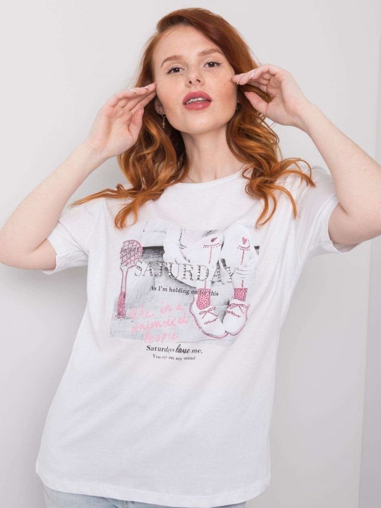 T-shirt damski, biały, H&B